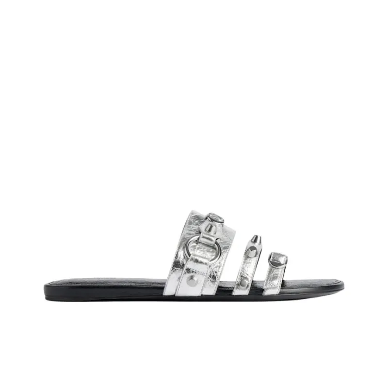 Balenciaga Slide Slippers Women's Silver-1