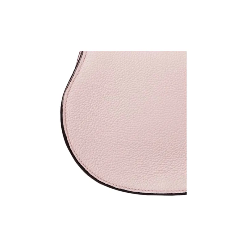 Chloe Marcie Grain Calfskin Saddle Bag, Shoulder Bag, Crossbody Bag Trumpets Women's Pink-4