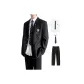 Black Coat+Shirt+Navy Blue Tie+Black Suit Pants