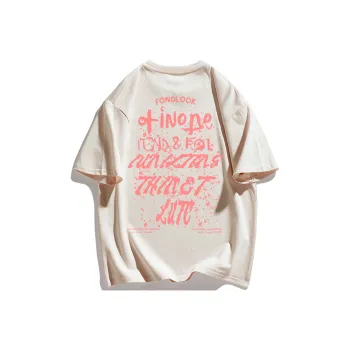 FONDLOOK T-Shirts Unisex Light Beige Apricot