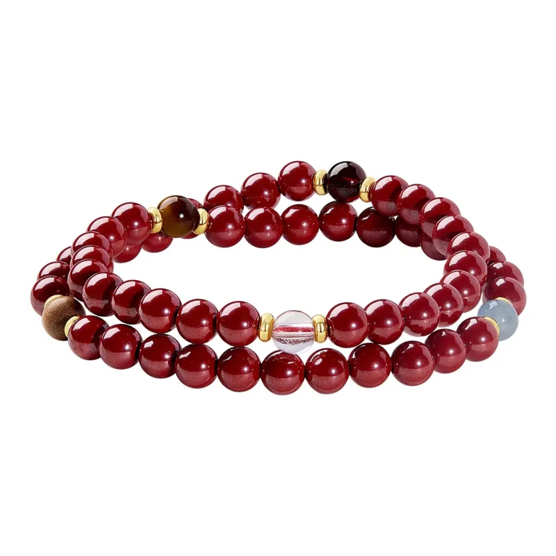 MCK Reconstructed Cinnabar Jade Bracelets Women's-0