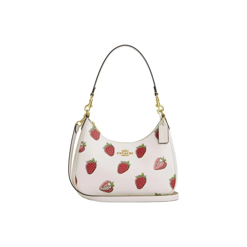 COACH Teri Coated Canvas Hobo Bag, Crossbody Bag, Shoulder Bag Tubas Women's Gold & Chalk Multicolor-0