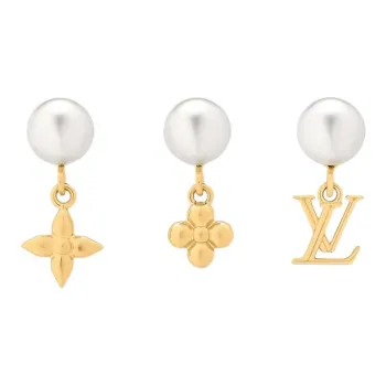 LOUIS VUITTON Metal, Resin Earrings Women's Gold