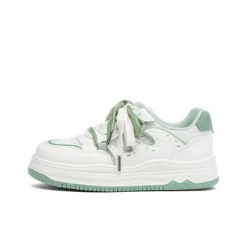 RENBEN Cushioning Abrasion Resistant Breathable Low Top Skateboard Shoes Women's White Green