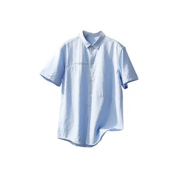 ARTSDON Shirts Men Light Blue Stripes