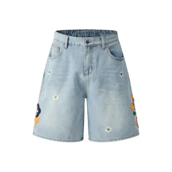 HKRXEC Denim Shorts Men Light Blue