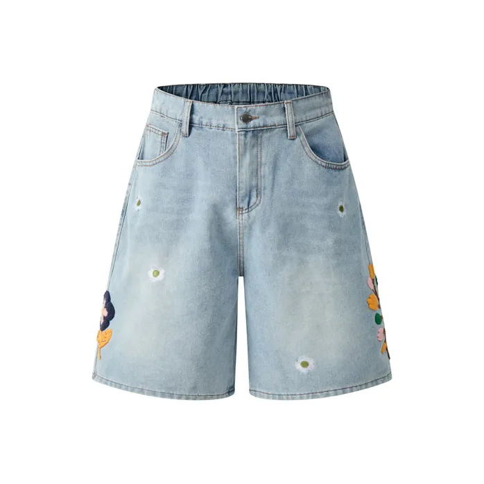 HKRXEC Denim Shorts Men Light Blue-0