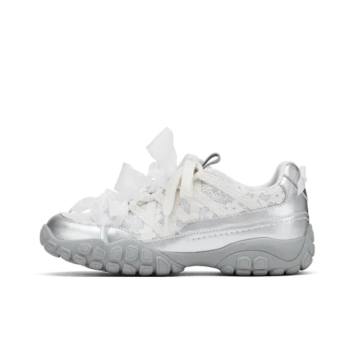 Hotwind Jogging Shoes Height Increasing Low Top Casual Shoes Women's Beige Silver