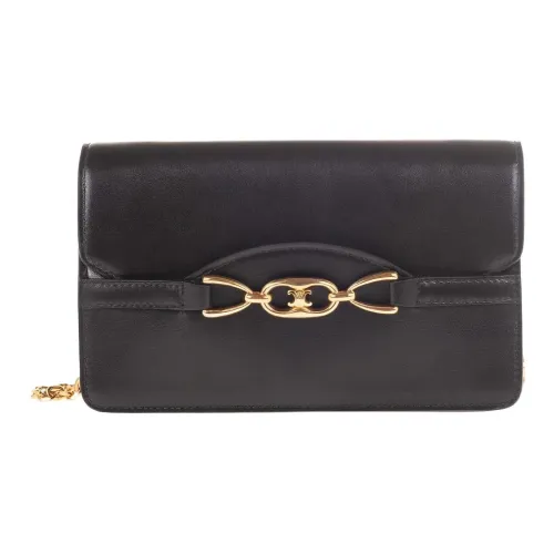 CELINE Triumph Gate Triomphe Leather Crossbody Bag Shoulder Bag square Women's Black