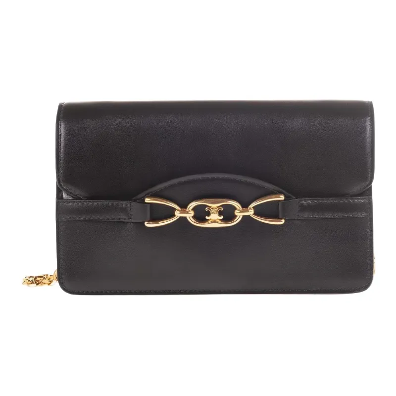 CELINE Triumph Gate Triomphe Leather Crossbody Bag Shoulder Bag Mini Women's Black-0