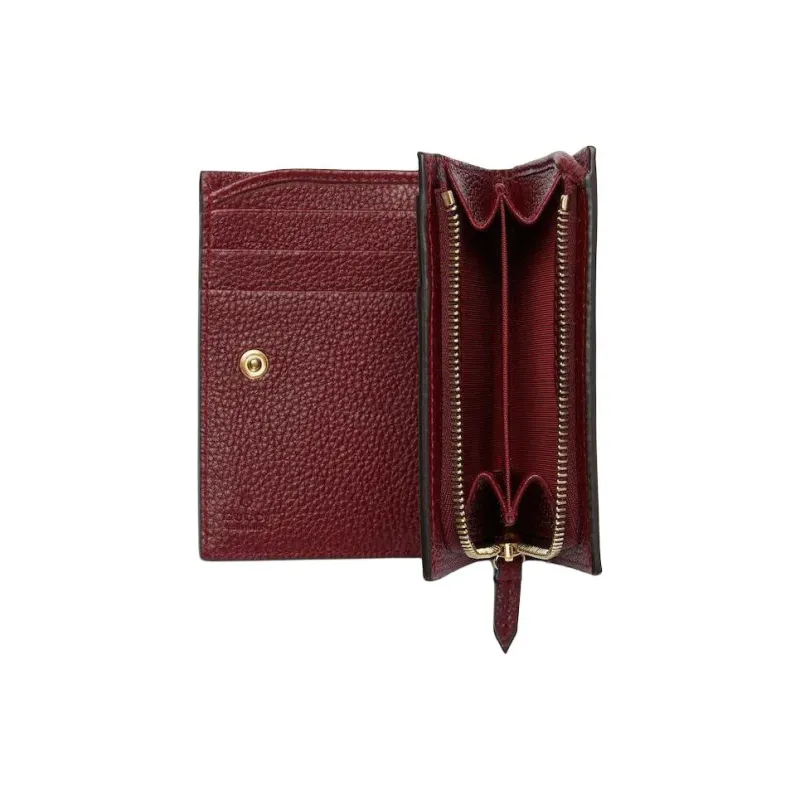 GUCCI GG Marmont Leather Wallet Medium Size Women's Beige Red-3