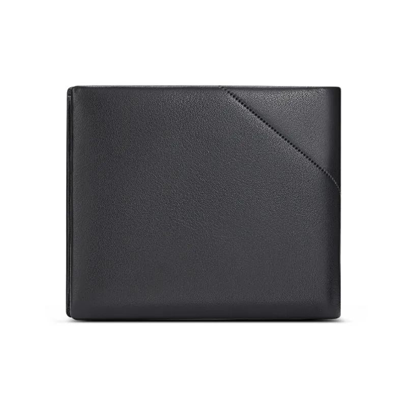 POLOMEISDO Top Grain Cow Leather Multifunction Wallet Multiple Card Slots Men's Black-1