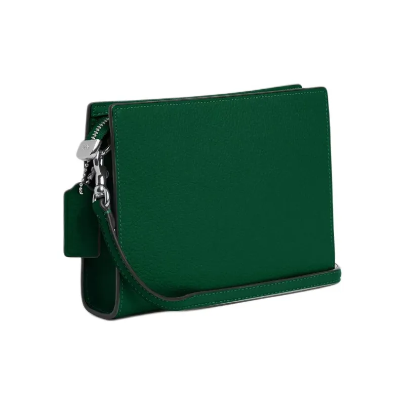COACH Slim Crossbody Pebble Leather Shoulder Bag Trumpets Women's Green-1