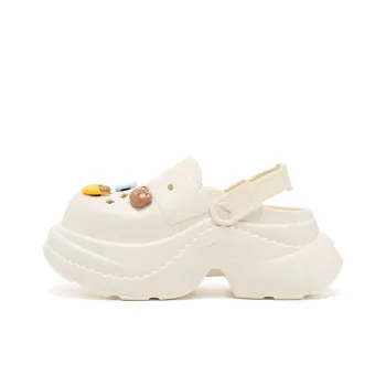 JOSINY Summer Trendy Fashion, Cartoon DIY Slip on, Outdoor Beach Shoes Closed Toe Slippers, Clogs Women's Ecru