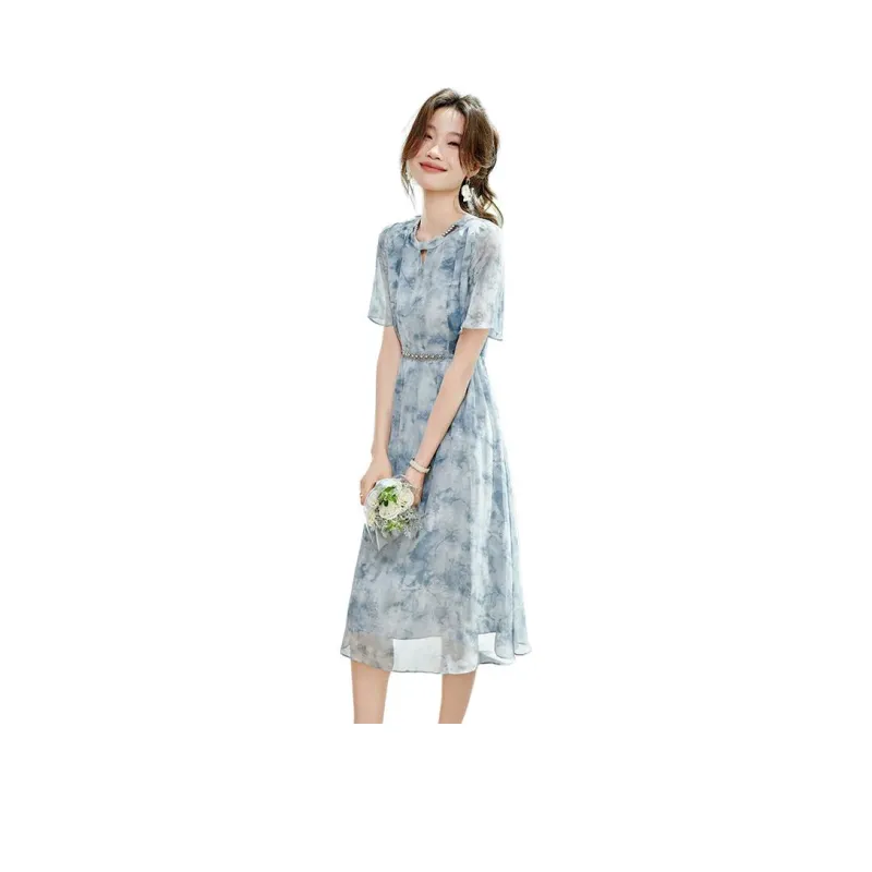 PIERRE CARDIN Short-Sleeved Dresses Women's Mist Blue-0