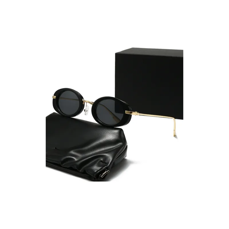 PRETTYALLUSION Metal Oval Sunglasses Women's-5