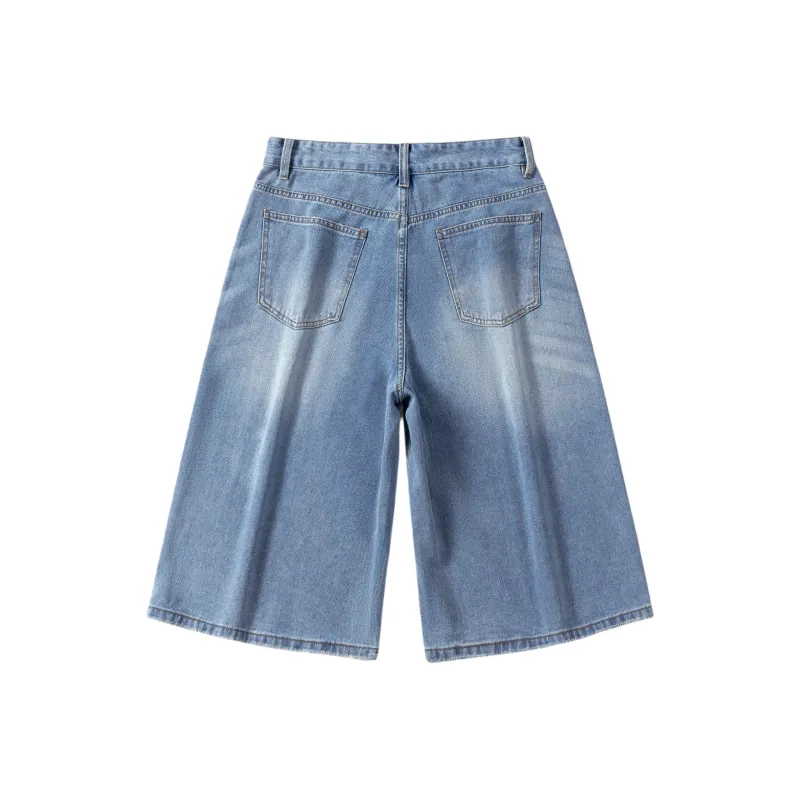 PEIMENG Denim Shorts Unisex Light Blue-1