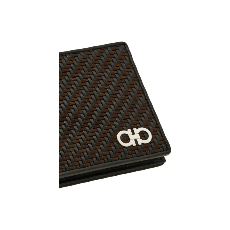FERRAGAMO Calfskin Wallet Men's Moroccan Brown & Black-4