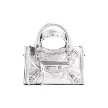 Balenciaga Le City Arena Lambskin Shoulder Bag, Crossbody Bag, Handbag Extra Mini Women's Silver