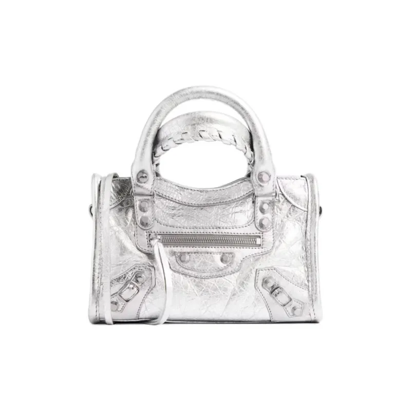 Balenciaga Le City Arena Lambskin Shoulder Bag, Crossbody Bag, Handbag Extra Mini Women's Silver-0