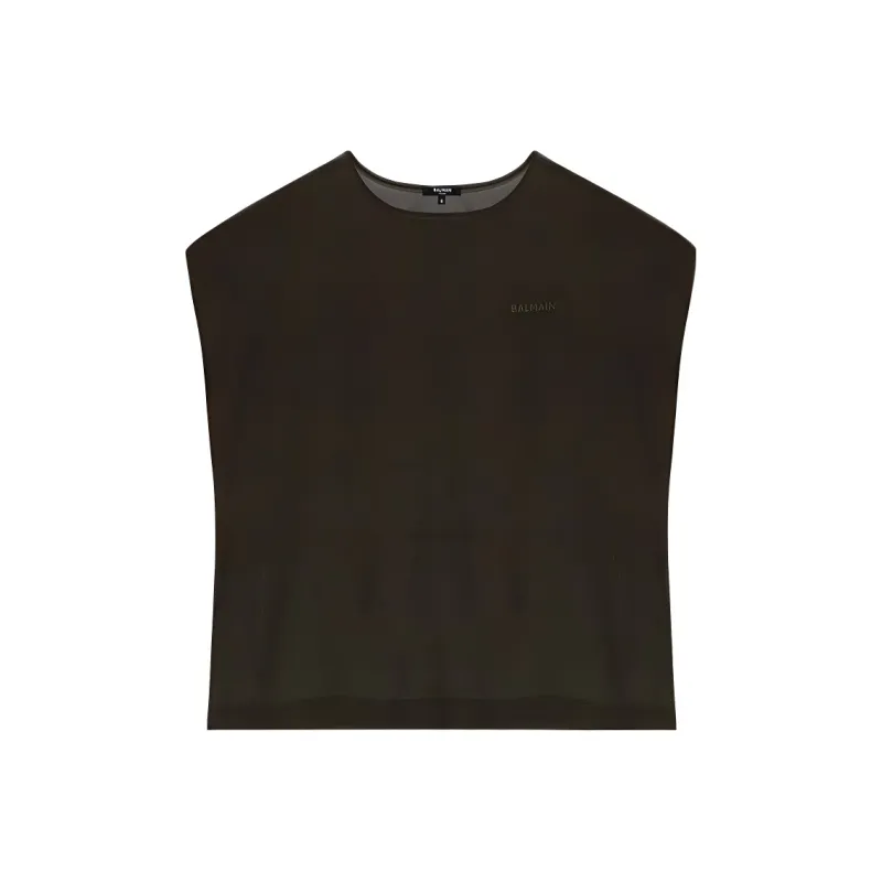 BALMAIN Semi Sheer Crewneck Beach Top-0