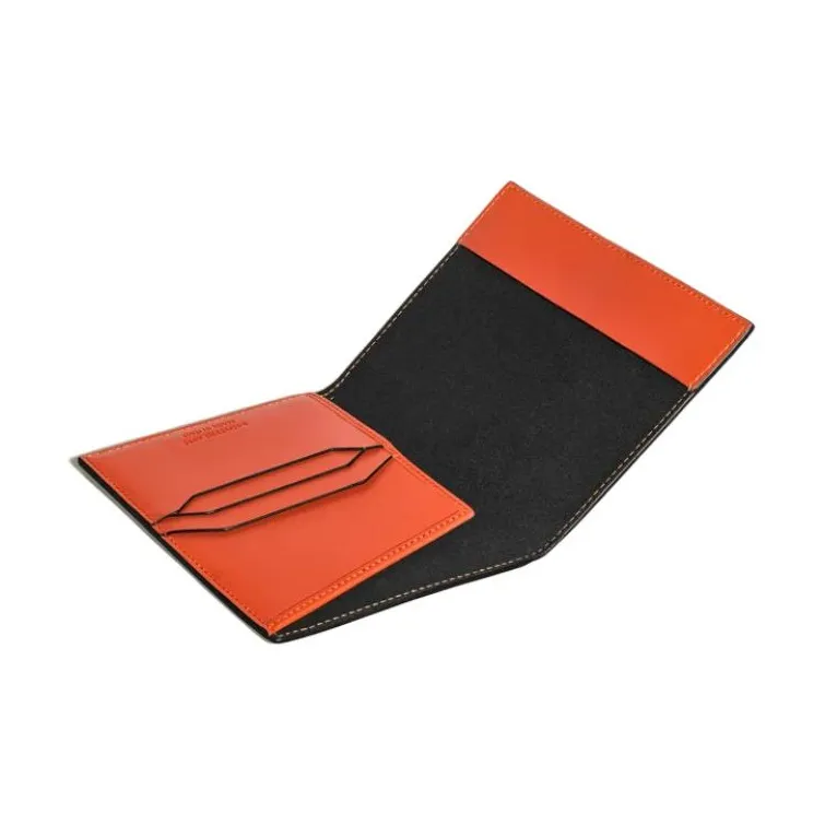 MONTBLANC Leather Passport Holder Unisex Golden Orange Red-4