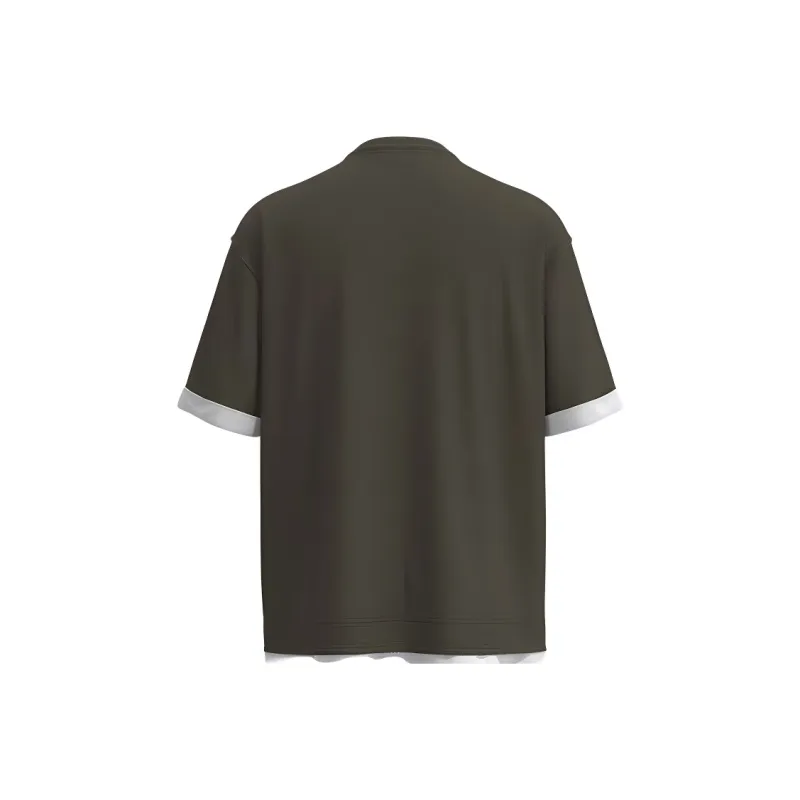 URBAN REVIVO T Shirts Men Green Khaki-1