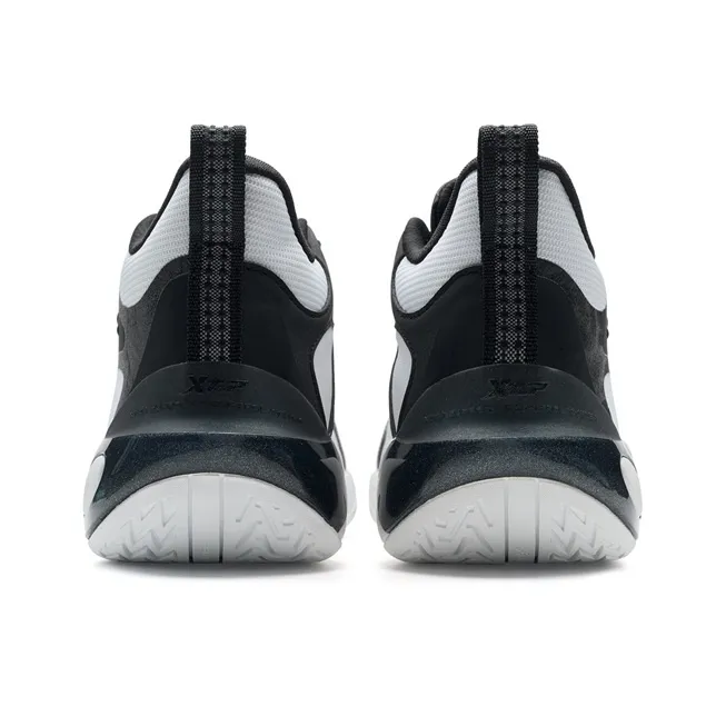 XTEP Abrasion Resistant Anti Rollover Slip Resistant Low Top Basketball Shoes Men's Black White-4