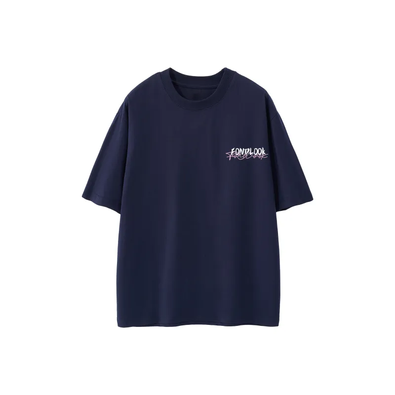 FONDLOOK T Shirts Unisex Navy Blue-1