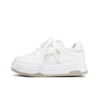 RENBEN Cushioning Abrasion Resistant Breathable Low Top Skateboard Shoes Women's White Khaki