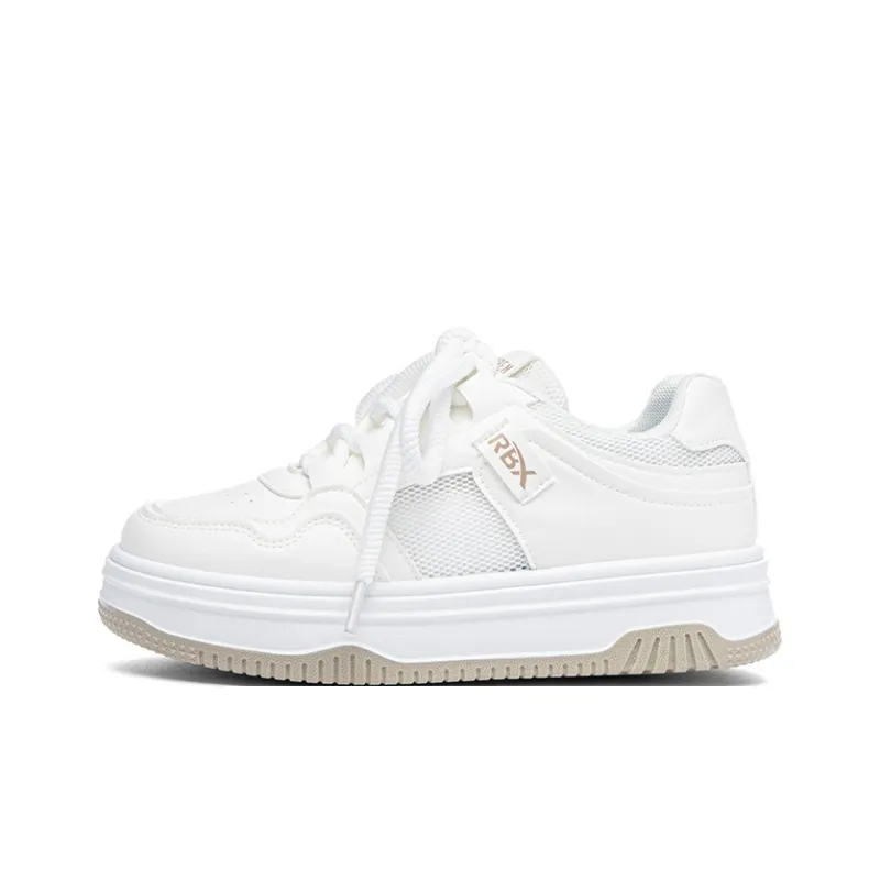 RENBEN Cushioning Abrasion Resistant Breathable Low Top Skateboard Shoes Women's White Khaki-0