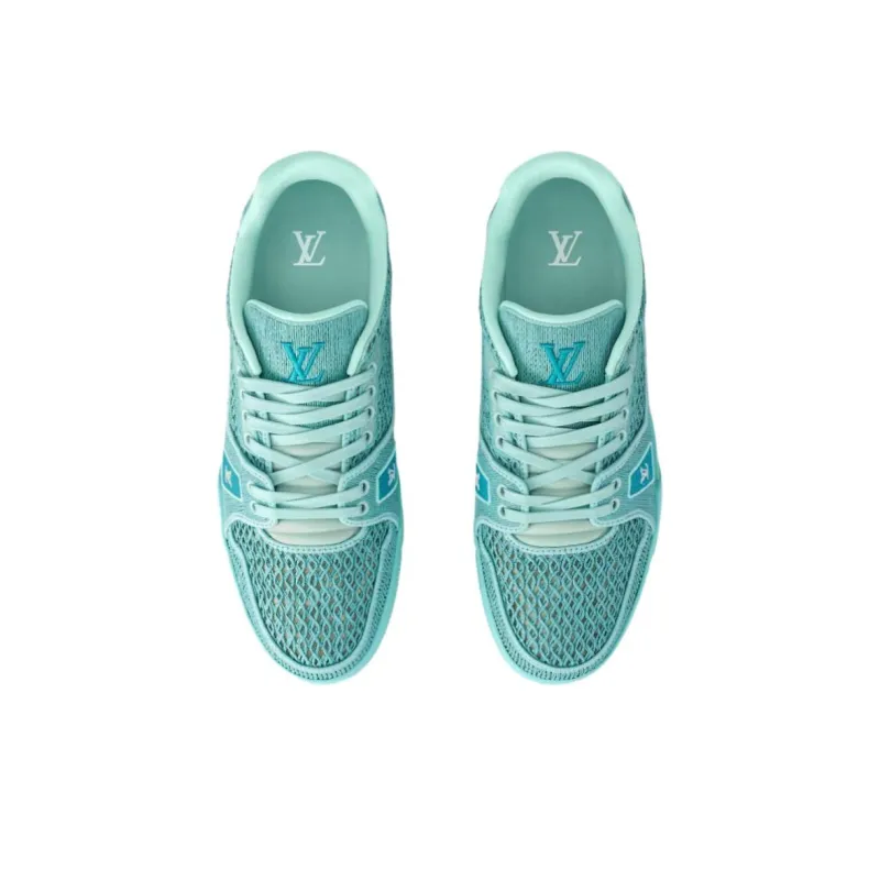 LOUIS VUITTON Trainer Low Top Skateboard Shoes Men's Blue Green-2