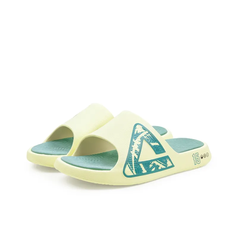 PEAK Tai Ji1.0 Quiet Slip Resistant Cushioning Slide Slippers Men's Light Yellow Grass Green-3