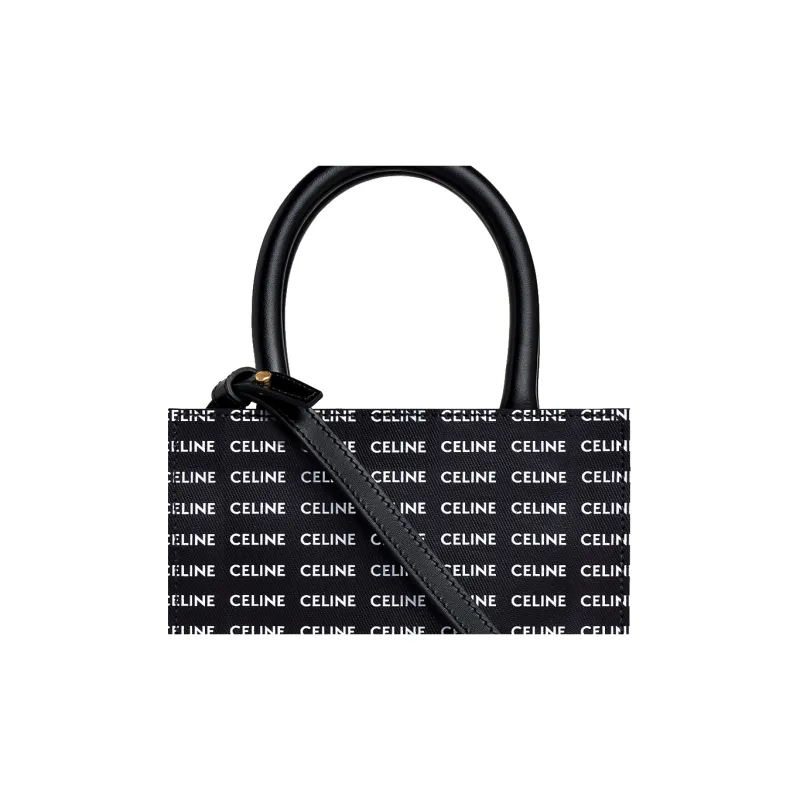 CELINE Canvas Tote Bag, Music Score Bag, Handbag, Shoulder Bag, Crossbody Bag Mini Unisex Black-4