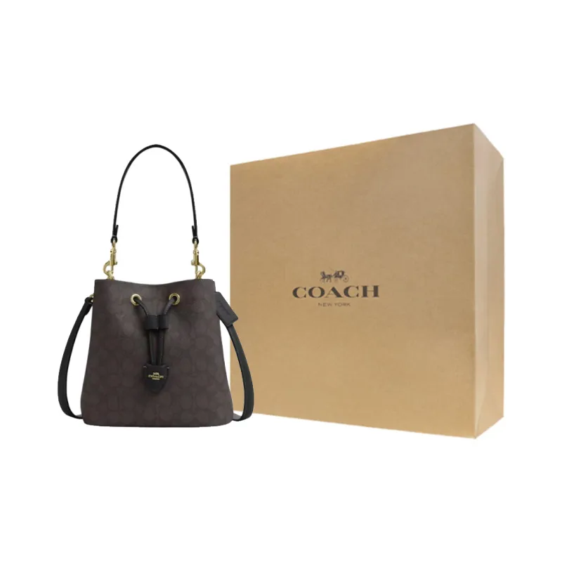 COACH Rowan Leather Handbag Trumpets Women's Coffee-8