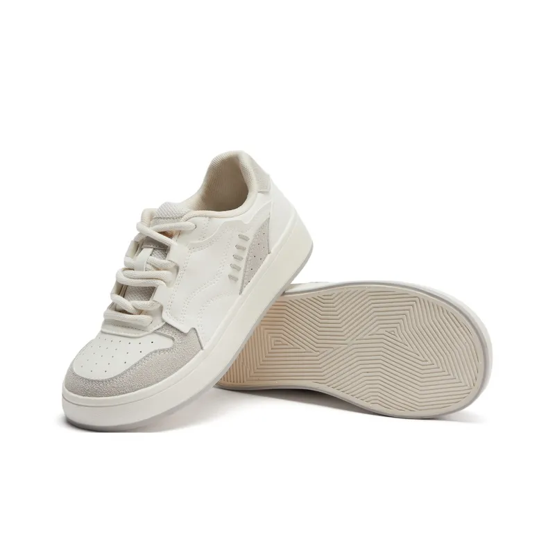 Hotwind White Sneakers Abrasion Resistant Slip Resistant Low Top Skateboard Shoes Women's-4