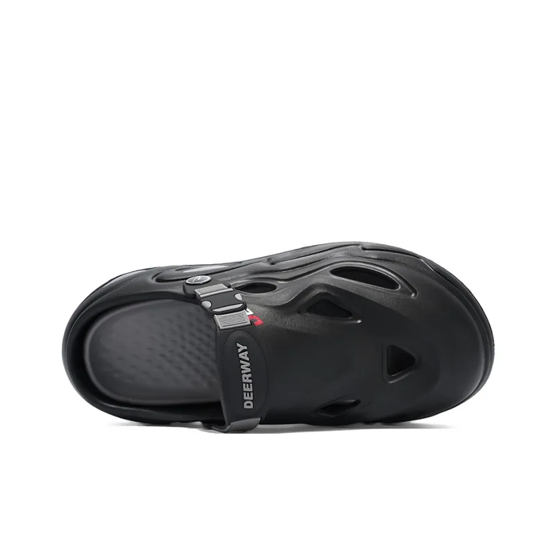 DEERWAY One Strap Sandals 5cm Men's Black Gray-5