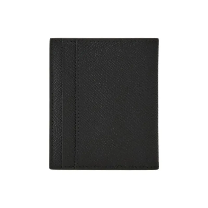 FERRAGAMO GANCINI Cow Leather Card Holder Men's Black-1