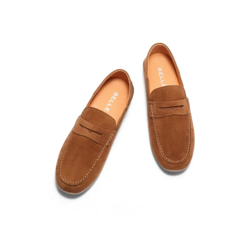 BELLE Gommino Loafers Men Gray, Earth Yellow, Blue-6