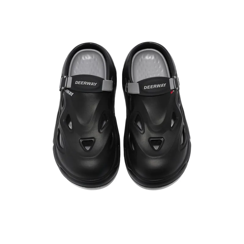DEERWAY One Strap Sandals 5cm Men's Black Gray-4