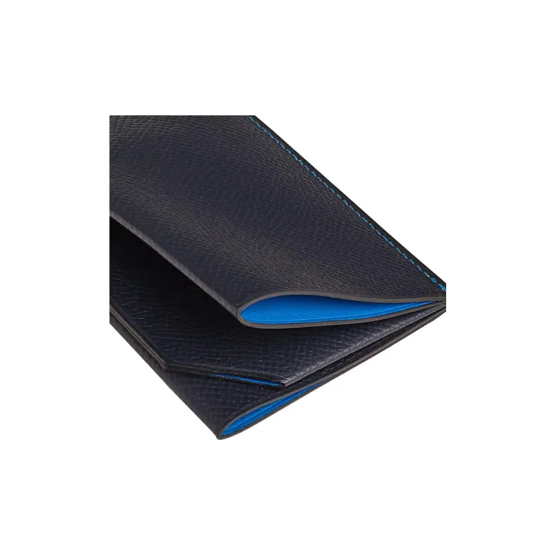 HERMES H Sellier Epsom Calfskin Card Clip Card Holder Regular Men's Dark Blue-4