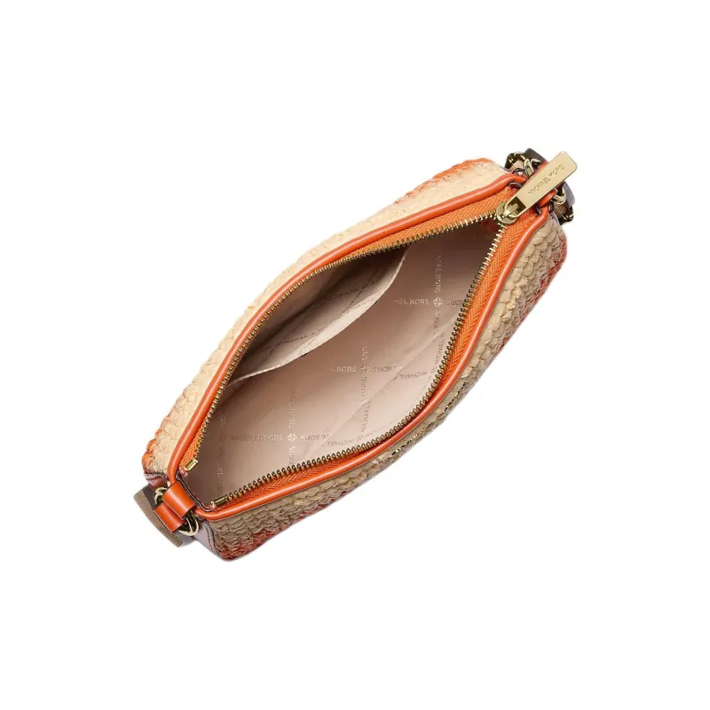 MICHAEL KORS Jet Set Straw Woven Shoulder Bag, Crossbody Bag Trumpets Women's Red Clay-1
