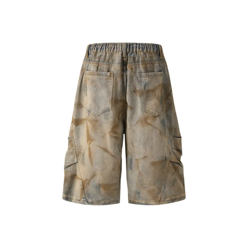 HKRXEC Denim Shorts Men Dirty Color-1
