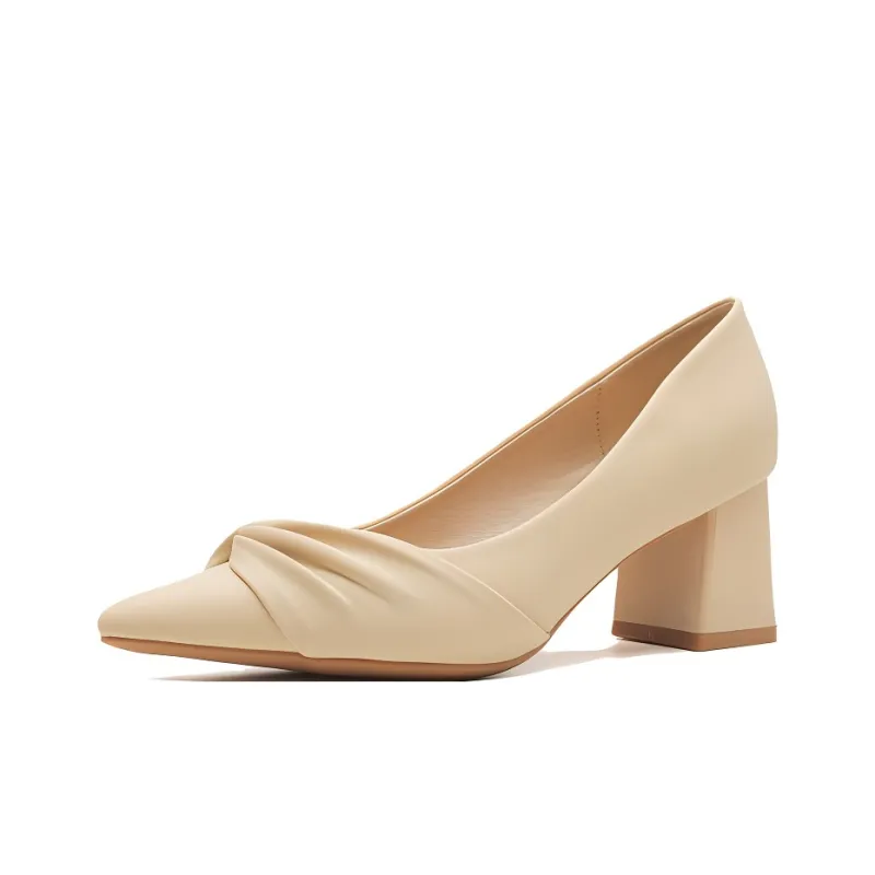 GOSO Chunky Heel High Heels Women's Nude-0