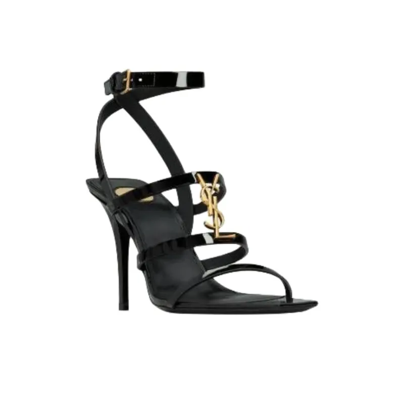 SAINT LAURENT CASSANDRE One Strap Sandals 9cm Unisex Black-2