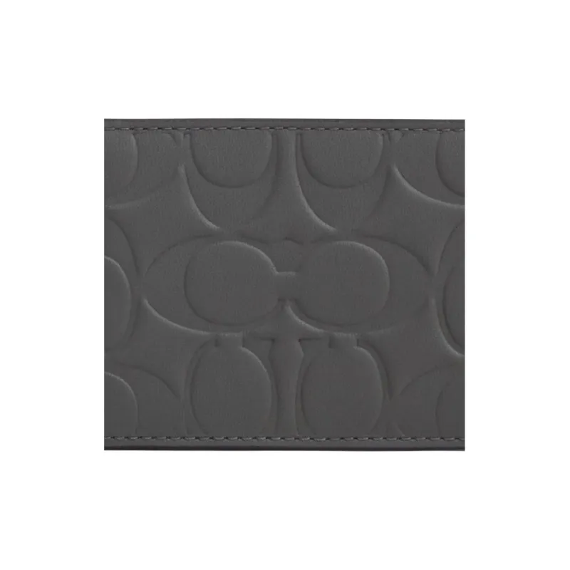 COACH Compact Calfskin Wallet Mini Men's Charcoal Gray-3