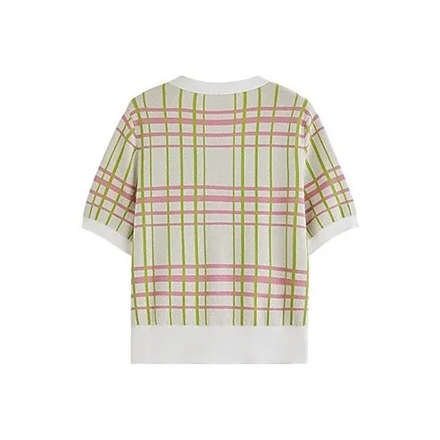 HDFULERN Knitwear Women's Pink Green Plaid-1