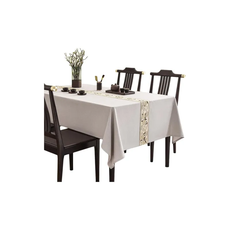 LUOYIJIA Waterproof New Chinese Style Dining Table Zen Cotton Linen Blend Coffee Table Mats Premium Tablecloths-9