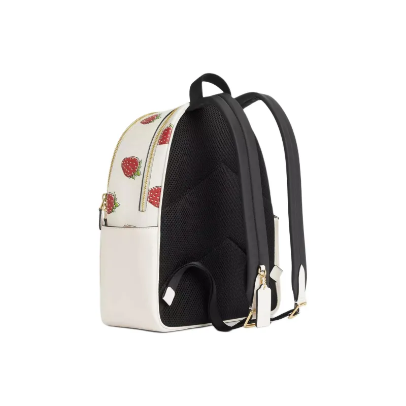 COACH Court Coated Canvas Backpack Women's White & Pink-1