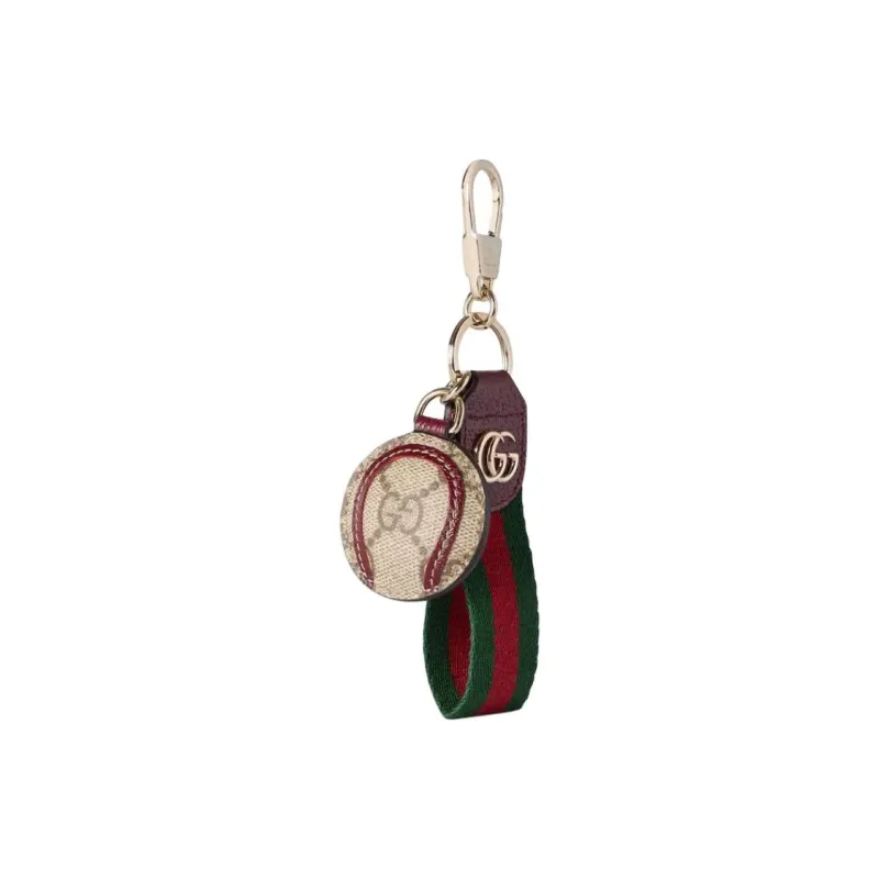 GUCCI Coated Fabric Bag Charm Bag Accessory Unisex Beige & Dark Brown-1